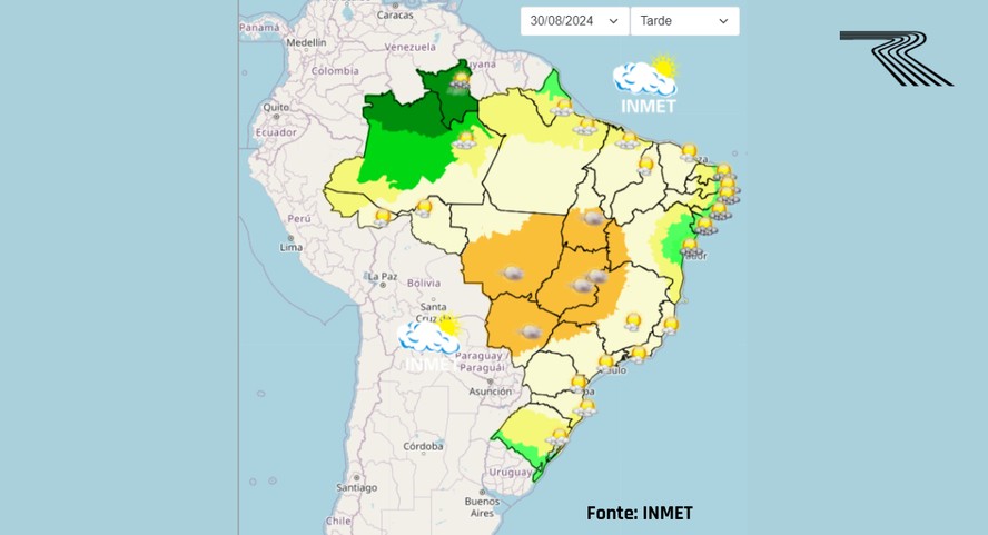 Previsão do tempo para sexta-feira no Brasil
