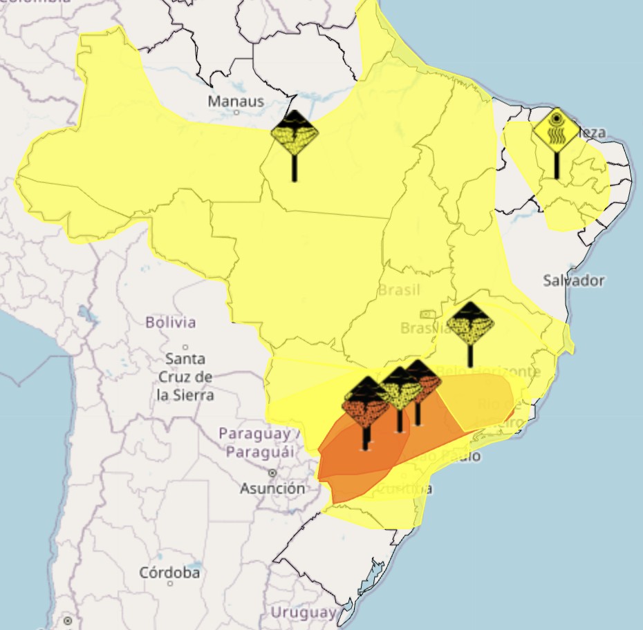 Final de semana tem alerta para temporais em todas as regiões