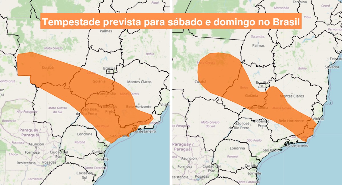 Alerta laranja: fim de semana terá tempestades no Sudeste e Centro-Oeste