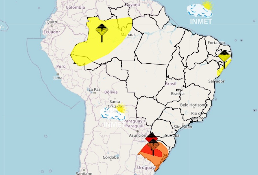 Rio Grande do Sul em alerta para tempestades nesta terça-feira