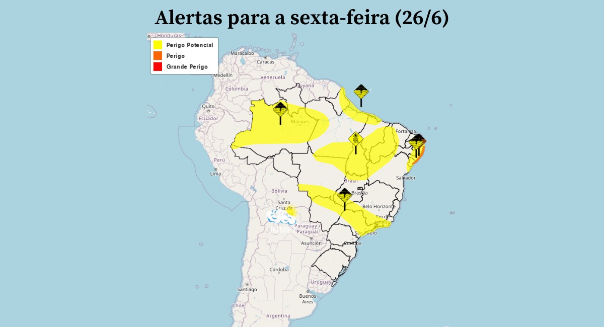 Chuva atinge quatro regiões do país nesta sexta-feira; veja a previsão