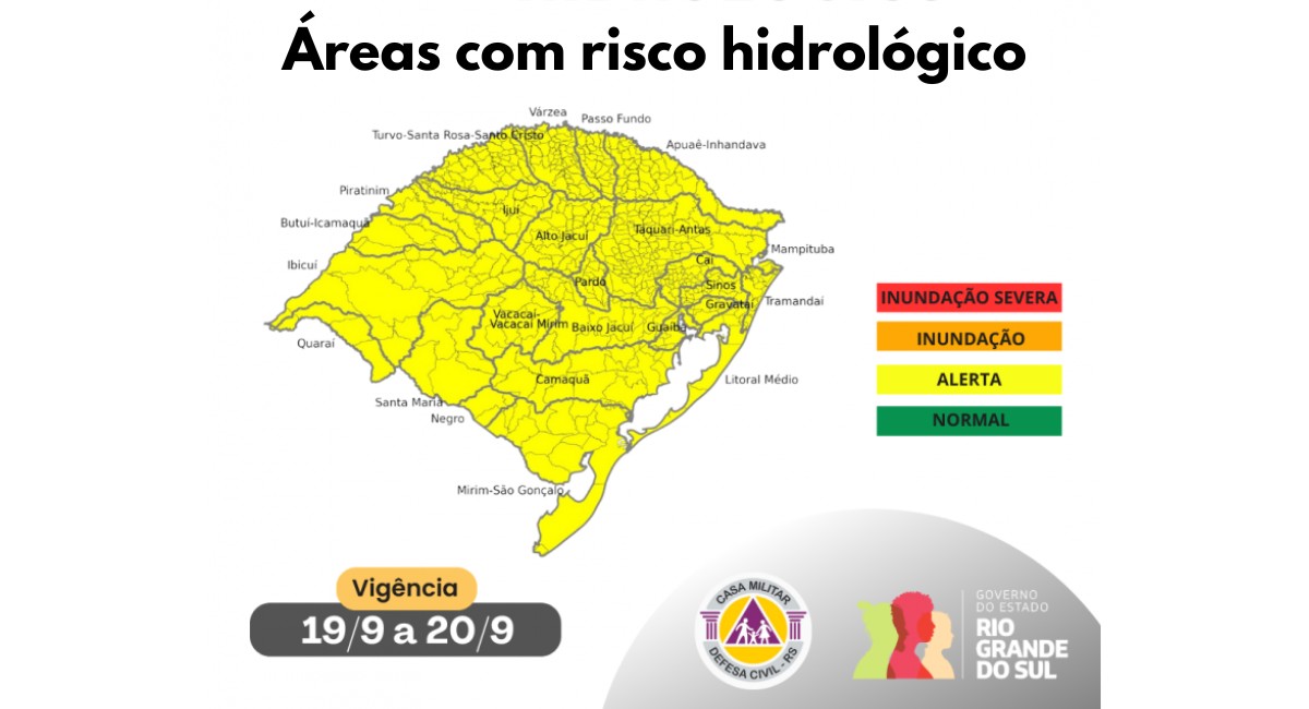 Previsão de tempestade liga alerta para inundações em rios no RS