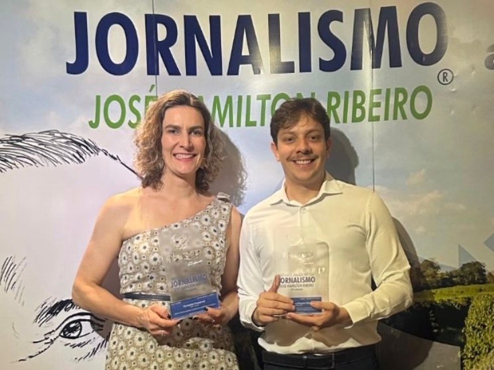 Os jornalistas Fernanda Pressinott e Marcos Fantin, da equipe da Globo Rural e da editoria de Agronegócios do Valor — Foto: Divulgação