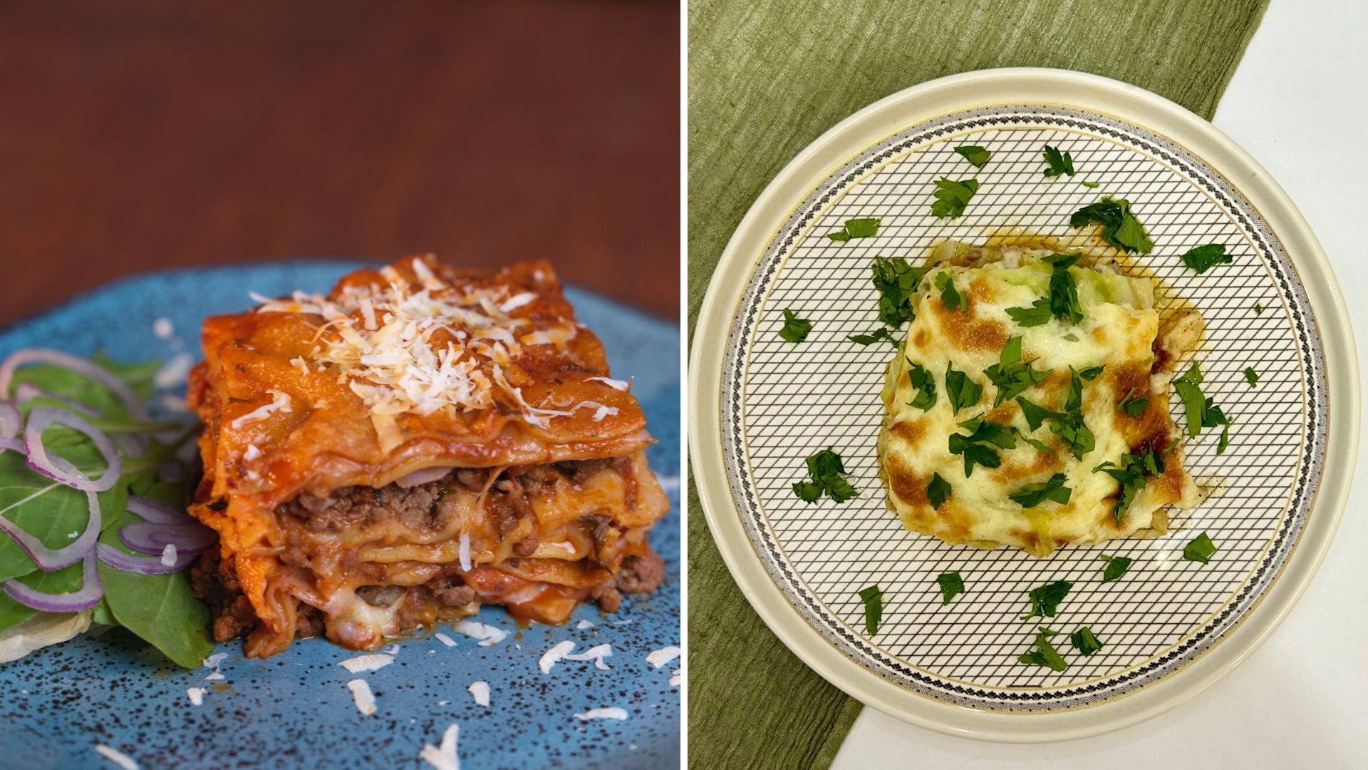 Da bolonhesa à vegetariana: duas opções de lasanha