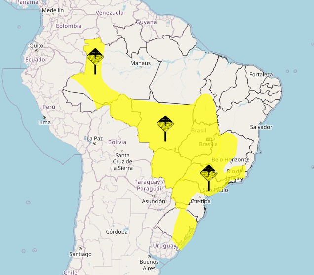 Brasil tem alerta de temporais para os próximos dias