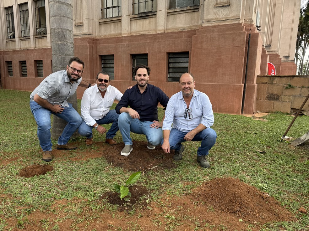 Comitiva de produtores de Tabapuã, outra cidade do oeste paulista, se mostra otimista com a cafeicultura na região — Foto: Isadora Camargo/Globo Rural
