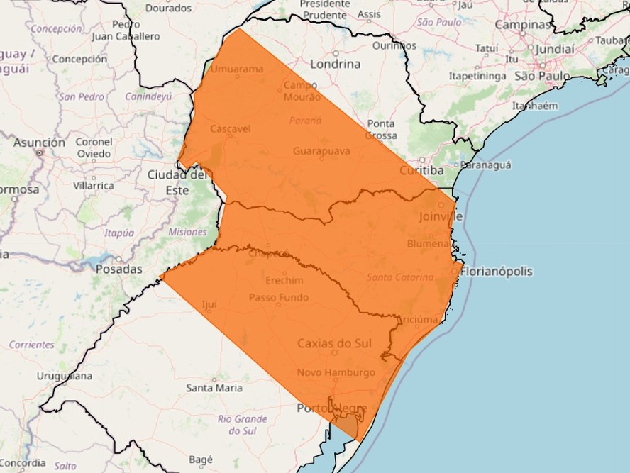 Inmet indica mais chuva nesta sexta-feira em boa parte do Sul do Brasil