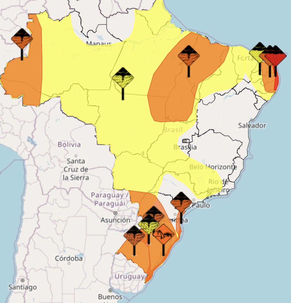 Ciclone extratropical e frente fria devem provocar temporais pelo Brasil nesta terça; veja previsão