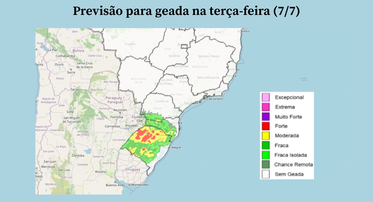 Geada atinge o Sul do país nesta terça-feira; veja a previsão