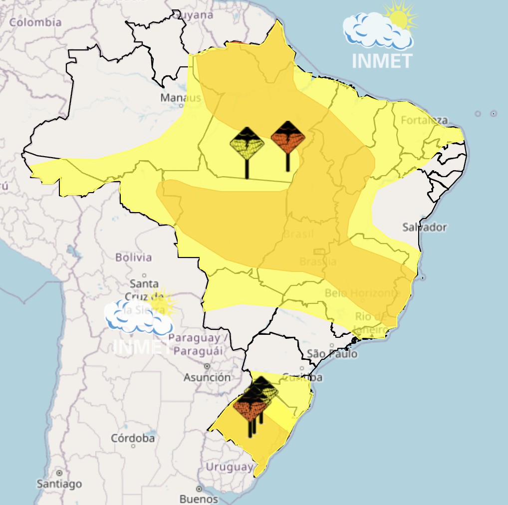 Frente fria avança, e fim de semana terá risco de temporais em várias regiões do Brasil