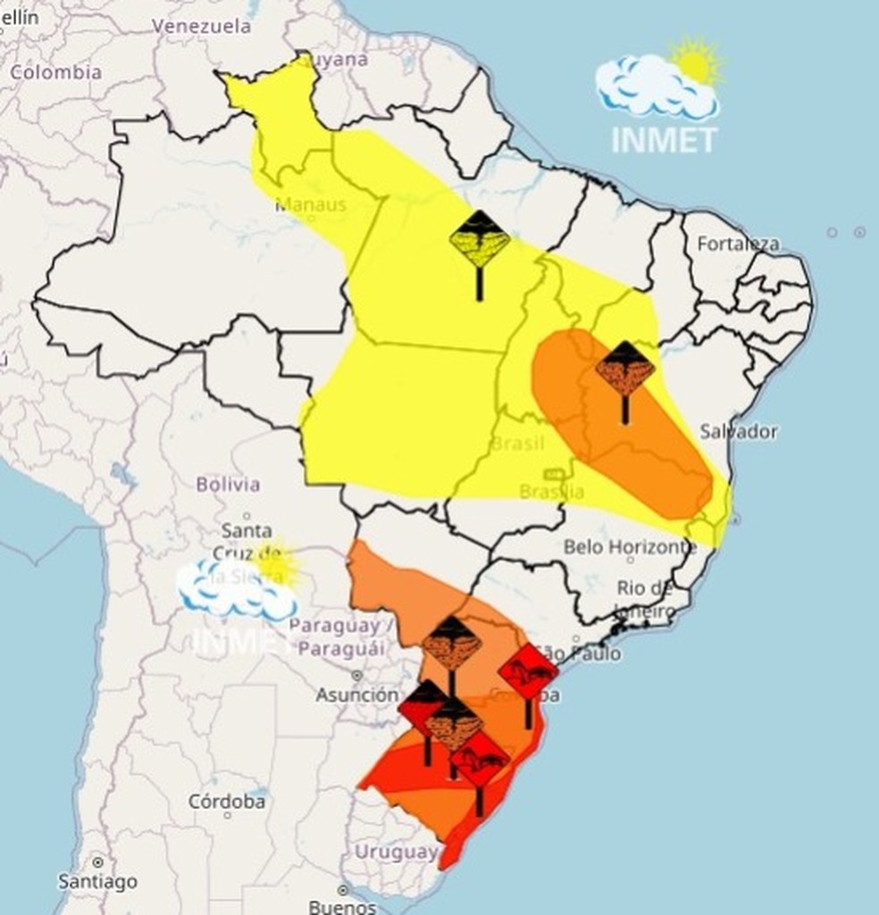 Alertas do Inmet — Foto: Inmet