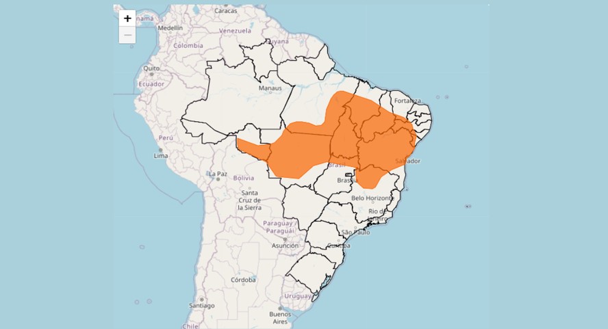 Alerta laranja abrange 13 Estados