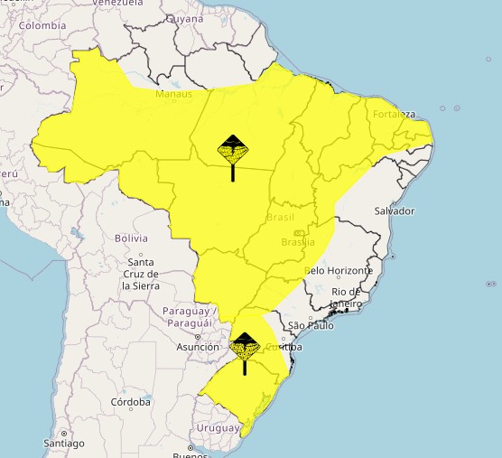Frente fria chega ao Brasil nesta terça; todas as regiões têm alerta para chuvas