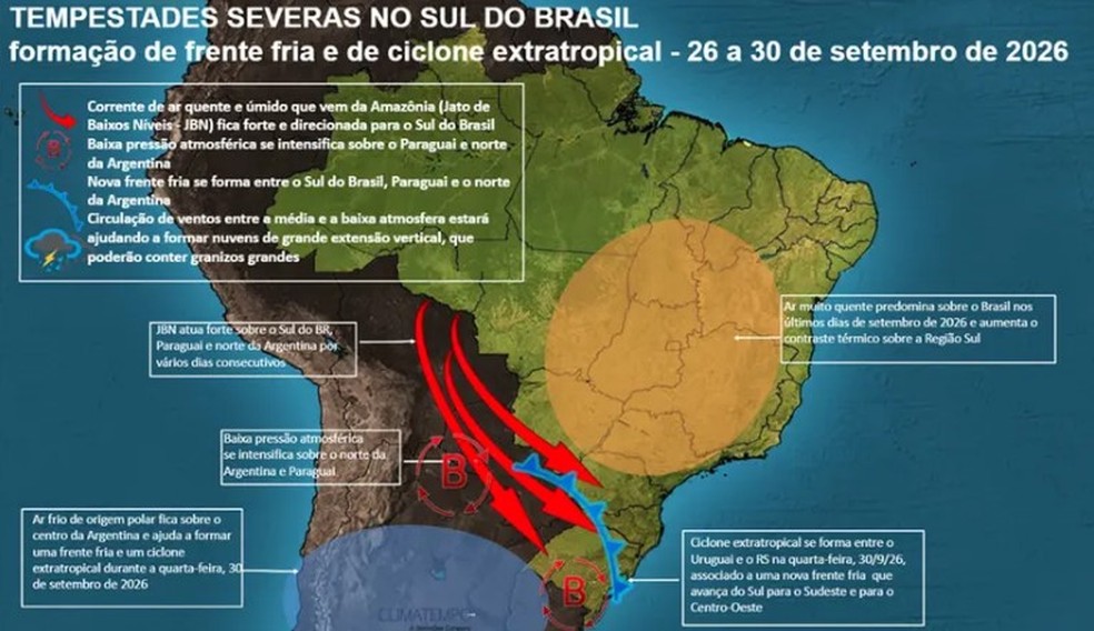 Rota do ciclone — Foto: Divulgação Climatempo