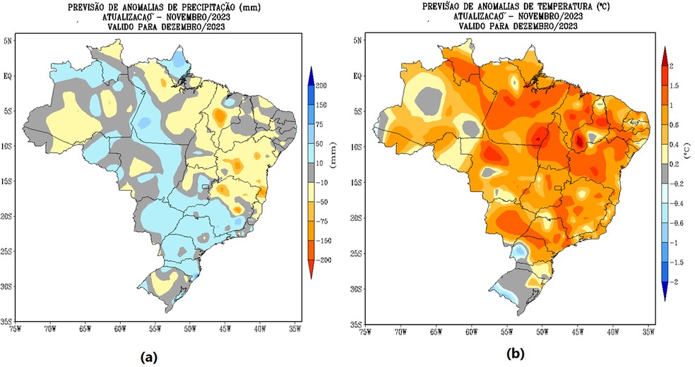 Previsão climatológica do Inmet para janeiro de 2024 no Brasil — Foto: Inmet/Reprodução