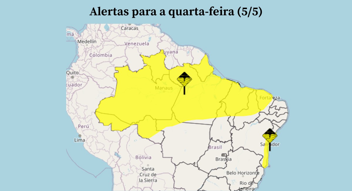 Temporais atingem Norte e Nordeste do país nesta quarta; veja a previsão