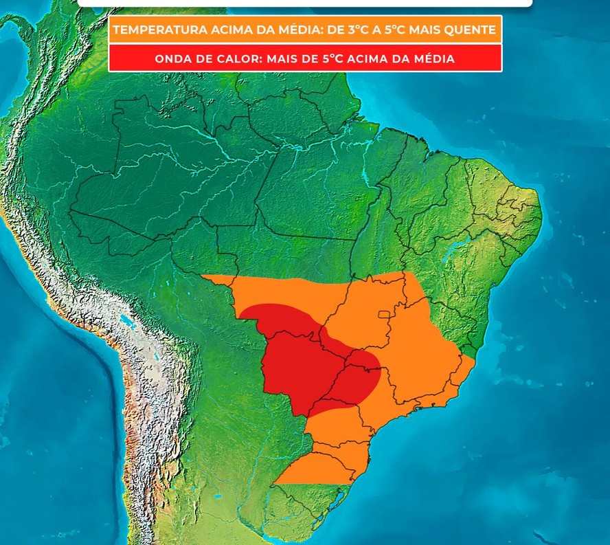 Previsão de onda de calor no Brasil entre 22 de abril e 2 de maio