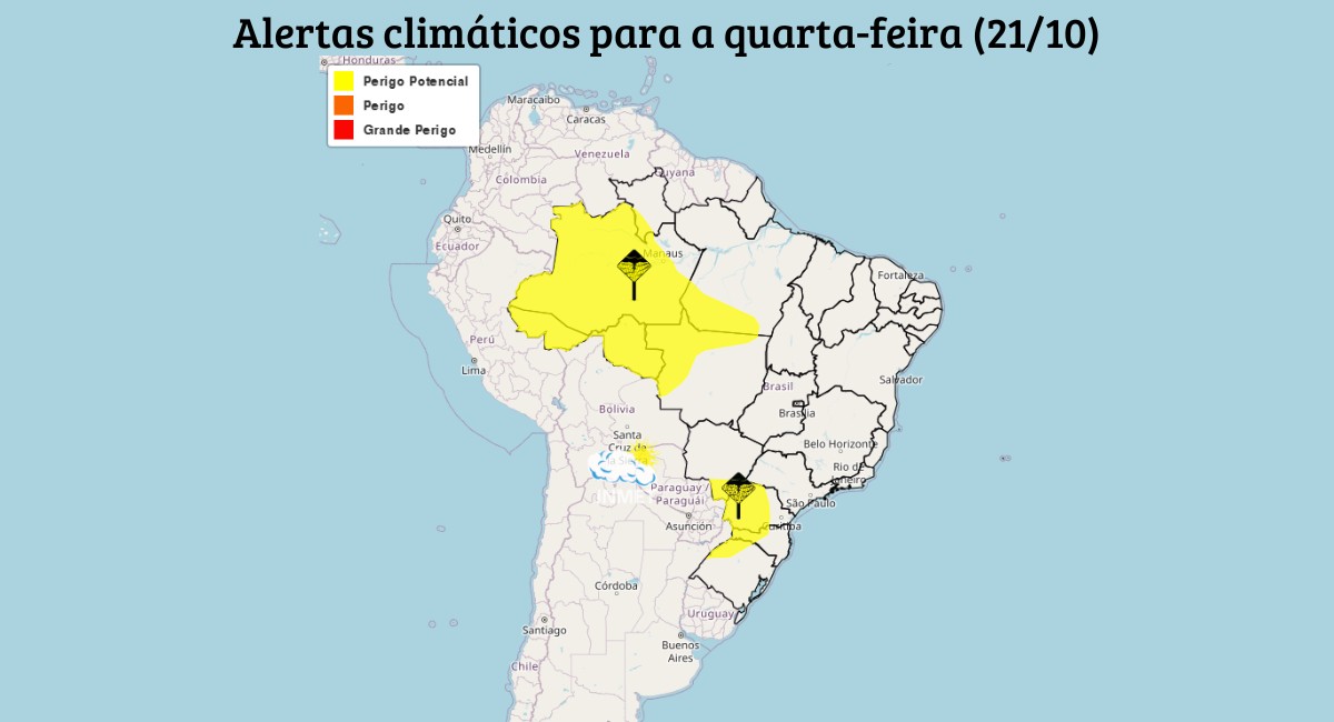 Chuvas voltam ao Sul do país nesta quarta-feira; veja previsão