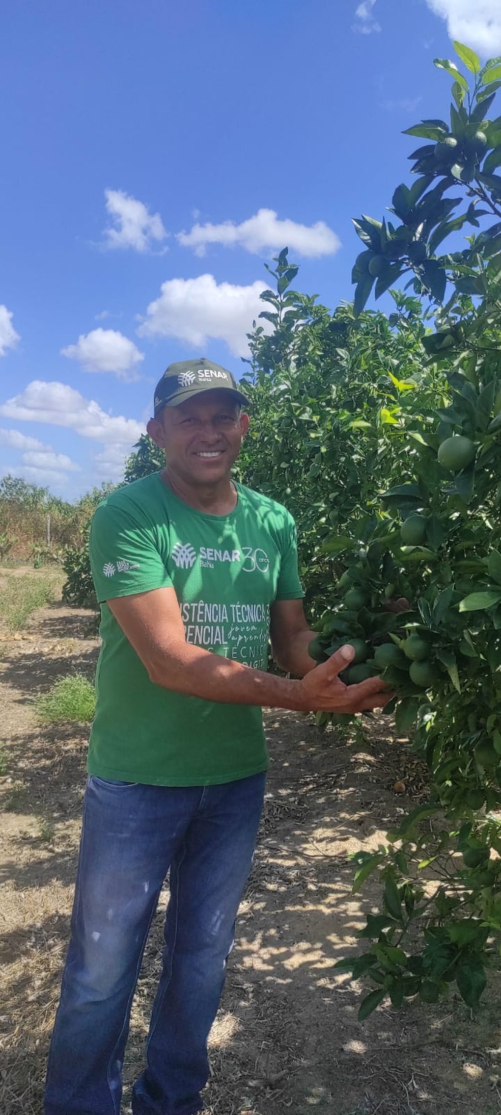 Agricultor Reginaldo Corsino do Nascimento cultiva laranjas na Bahia — Foto: Divulgação