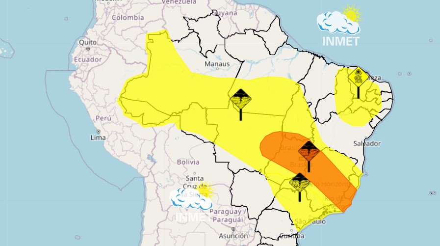 Mais de 15 estados começam a semana com alerta para chuvas intensas; veja quais