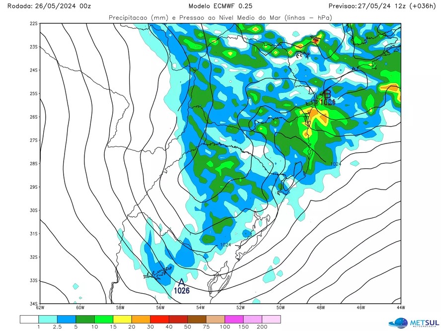Ciclone extratropical ocasionará chuvas em todo o Sul do país, mas com a massa de ar seco, as chuvas não se sustentarão