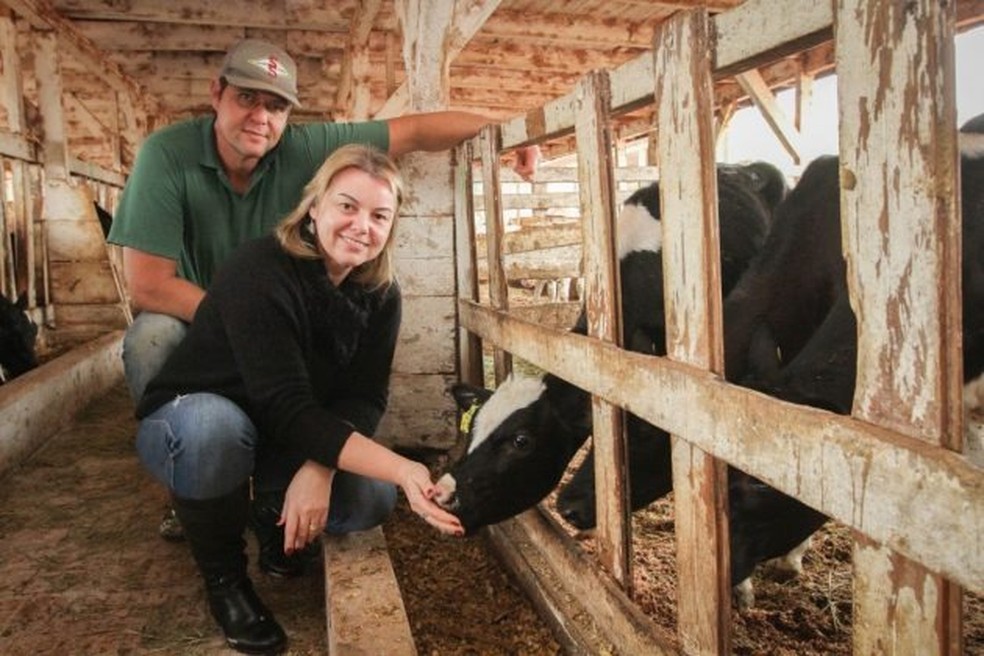 Produtor Wilko Laurens Verburg e a esposa na propriedade em Arapoti (PR) — Foto: Departamento Comunicação Sistema Faep