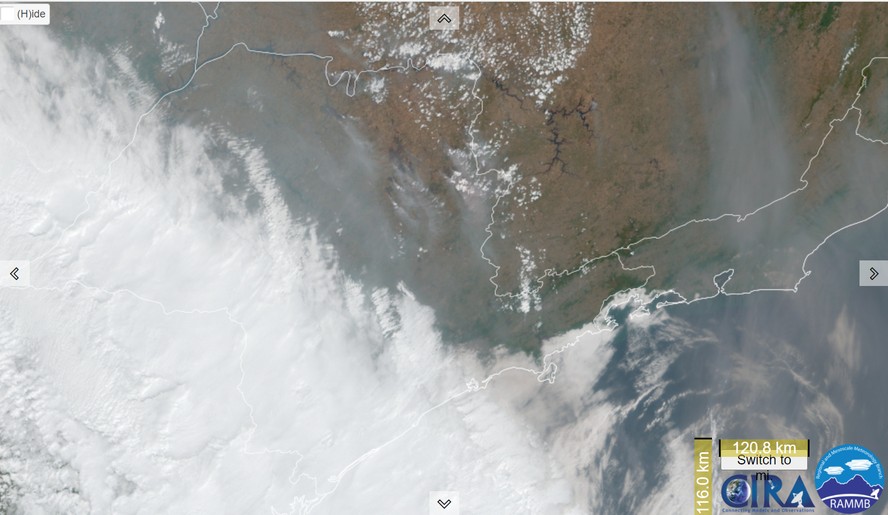 Mapa mostra o avanço da frente fria sobre Sâo Paulo. Temperatiras devem cair pelo menos até o começo da próxima semana