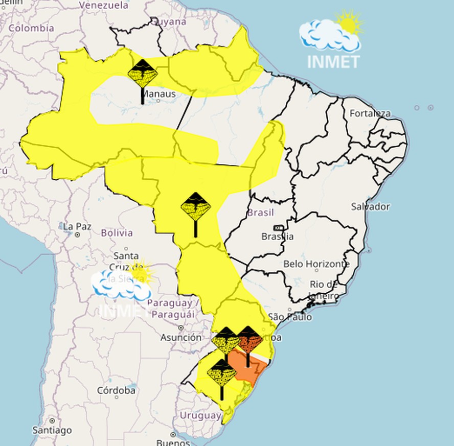 Chuvas vão ser mais intensas no Rio Grande do Sul, alerta Inmet