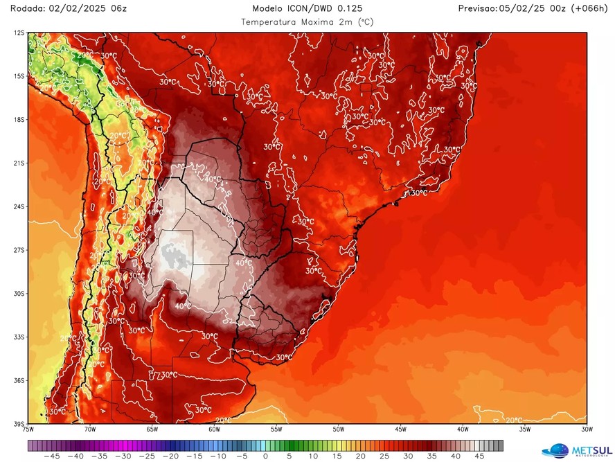 Mapa mostra efeitos da onda de calor no Sul e Centro-oeste do Brasil