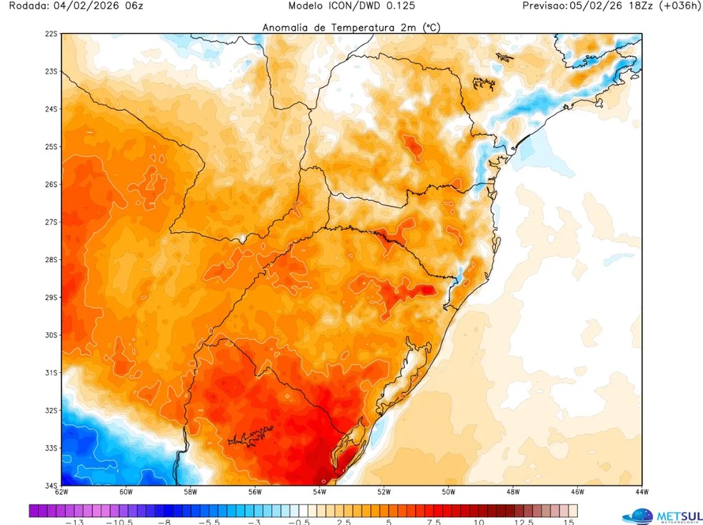 Temperaturas estão acima do esperado para o período no Sul — Foto: MetSul