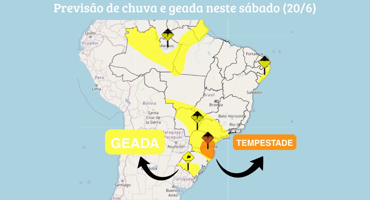 Frente fria causa chuva e frio no Sul e Sudeste neste fim de semana
