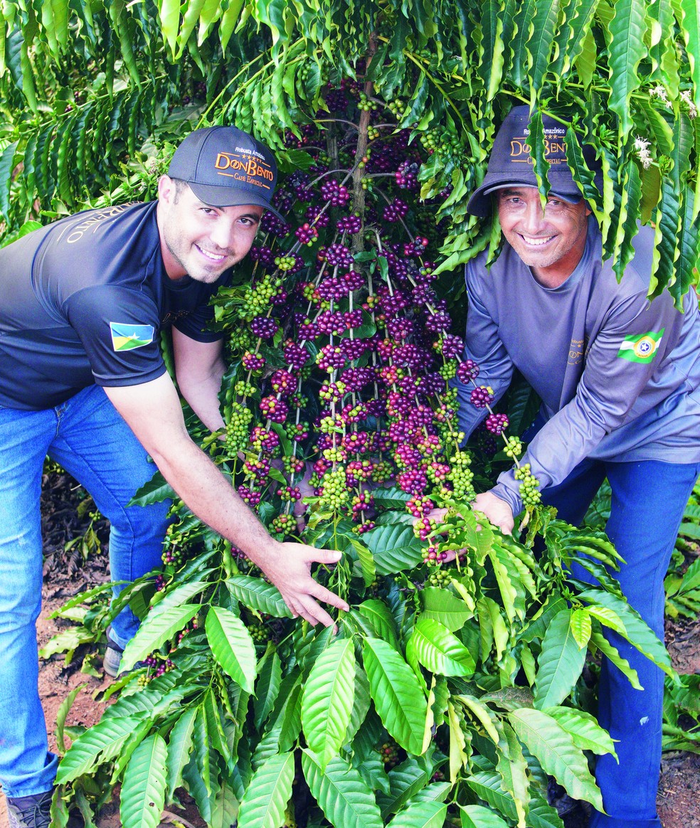 Produtores Deigson e Ronaldo Bento, de Cacoal (RO): dedicação à primeira agroindústria do Estado — Foto: Thiago de Jesus