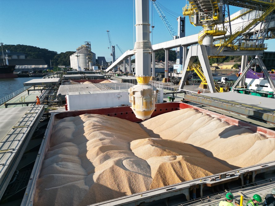 Embarque de milho em São Francisco do SUl (SC). Melhora das cotações nos portos foi um dos fatores que deu suporte aos preços internos