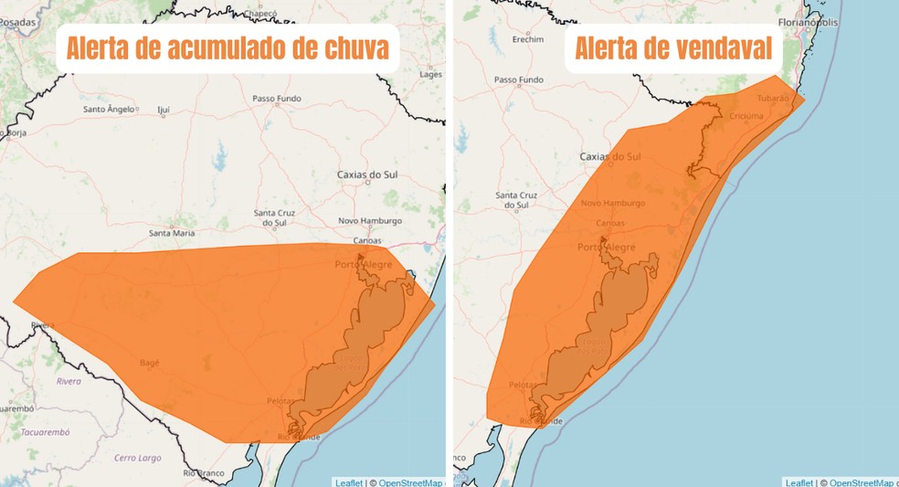 Alertas indicam atuação do ciclone no Brasil — Foto: Inmet