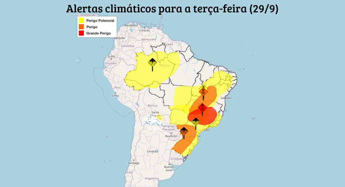 Ciclone provoca tempestades e risco de granizo em oito Estados nesta terça