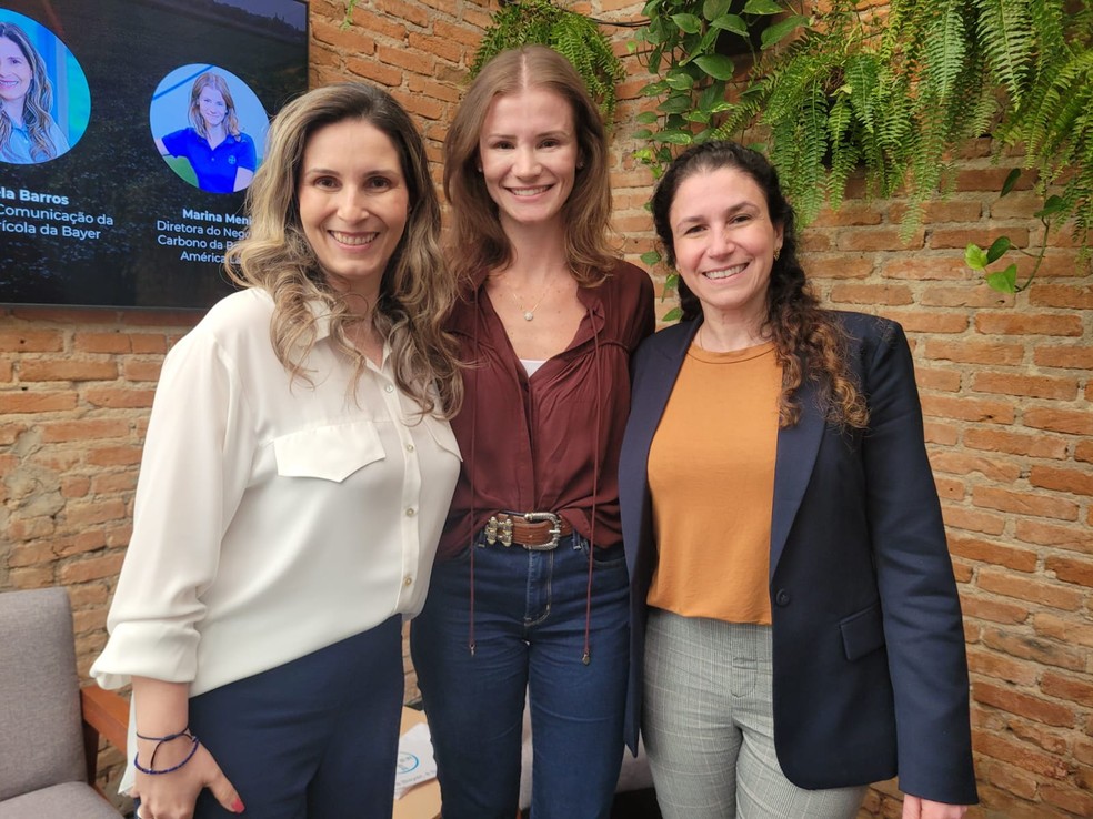 Da esquerda para a direita: Daniela Barros, Marina Menin e Rebeca Gharibian — Foto: Denise Saueressig