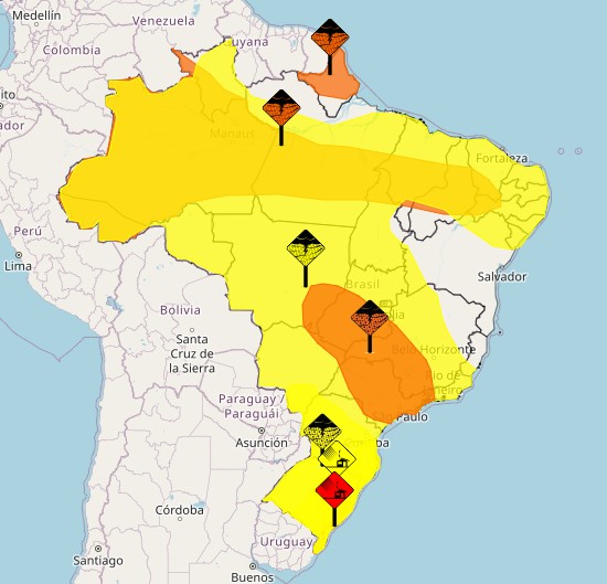Ciclone avança no Sul, e frente fria deve provocar chuva forte em várias regiões do Brasil