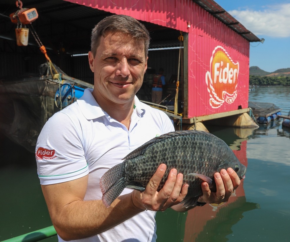 Fider Pescados, de Juliano Kubitza, é um dos maiores exportadores de tilápia do país e prevê dificuldades com taxação dos Estados Unidos — Foto: Ricardo Benichio/Valor