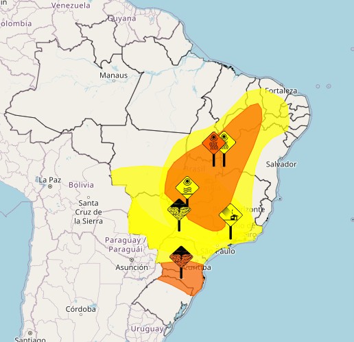 Brasil tem seis alertas climáticos para esta quarta; veja detalhes