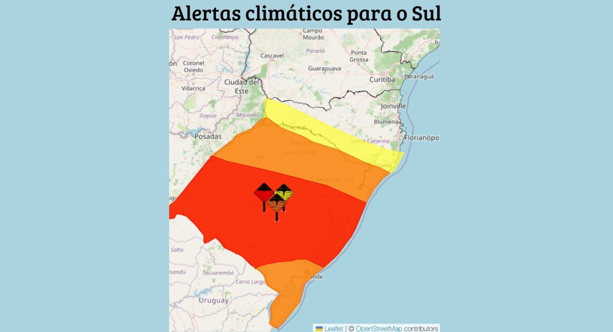 Rio Grande do Sul tem alerta vermelho para acumulado de chuva